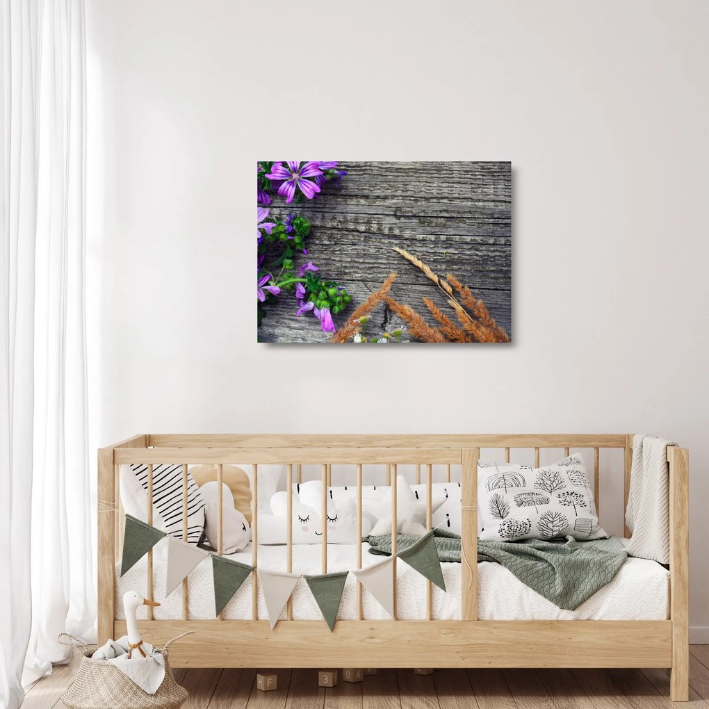 Sklenený obraz - lúčne kvety (70x50 cm)