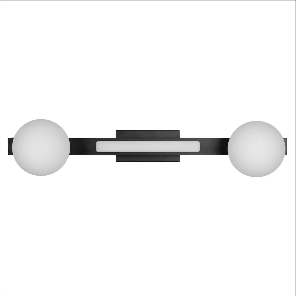 Nástenné svietidlo Magnet1, 2x biele sklenené tienidlo + 1x LED 13W, b