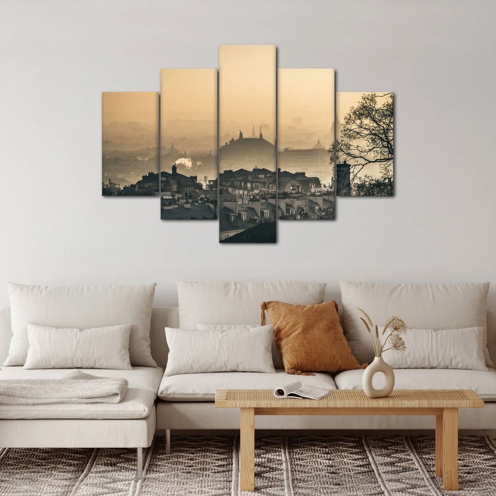 Obraz - Mesto pod hmlou (150x105 cm)
