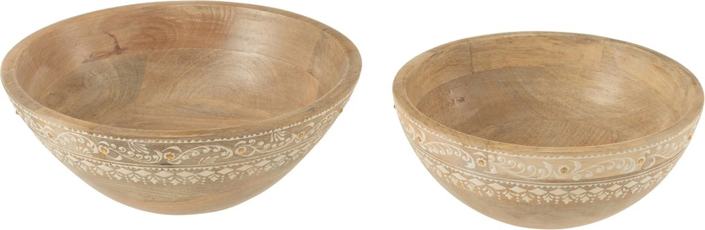 Súprava 2 misiek Beads z mangového dreva s korálkami – Ø 25*10/ Ø 20*8 cm