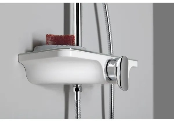 Aqualine - Sprchová súprava s batériou lesklý chróm/biela