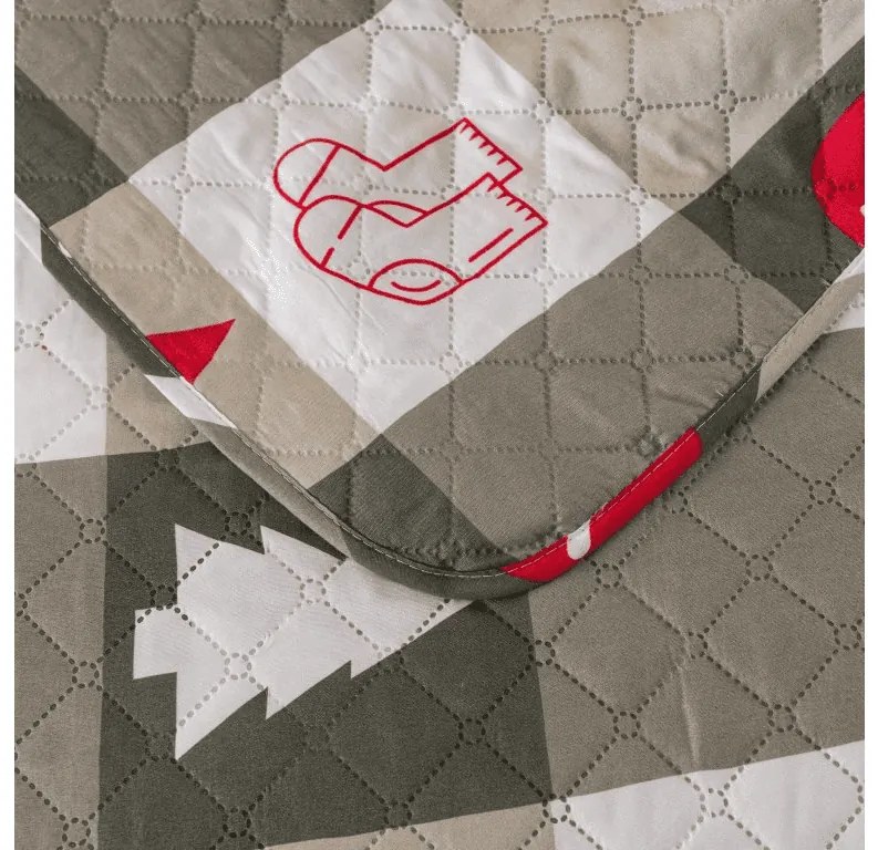 Prehoz na posteľ CHRISTMAS SOCKS zelený Rozmer: 170 x 210 cm