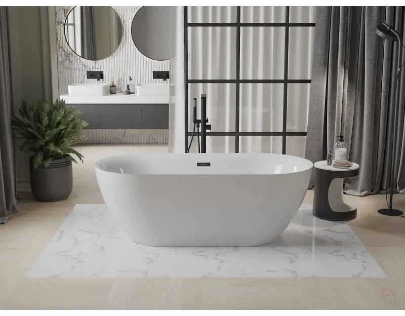 Mexen Roxy, voľne stojaca vaňa 170 x 80 cm, biela, čierny matný prepad, 51201708000-70