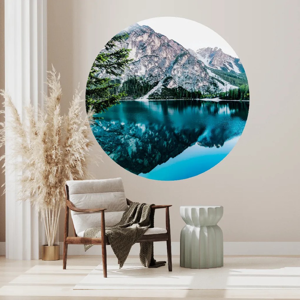PIPPER. Textilná kruhová nálepka na stenu "Horský odraz" Veľkosť: 120 cm