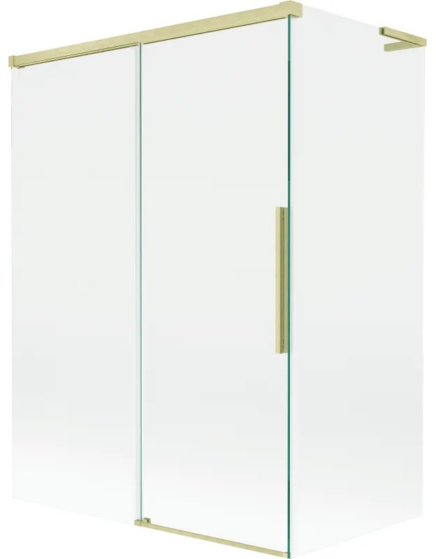 Mexen Rox, L posuvná 2-krídlová vaňová zástena 120 + 70 x 150 cm, 8mm číre sklo, zlatý matný profil, 8C9L-120-070-55-00