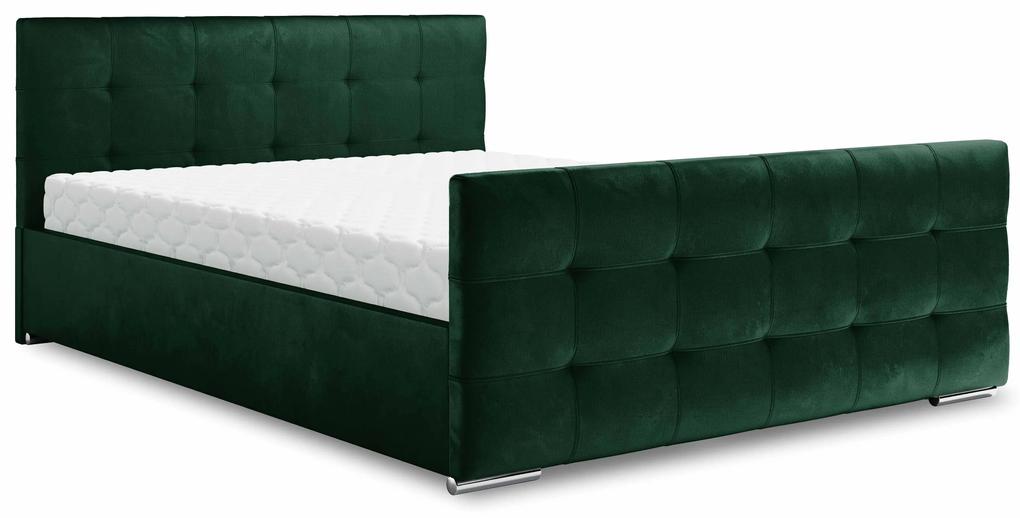 Manželská posteľ 140 cm Billie (tmavozelená) (s roštom a úložným priestorom). Vlastná spoľahlivá doprava až k Vám domov. 1046820