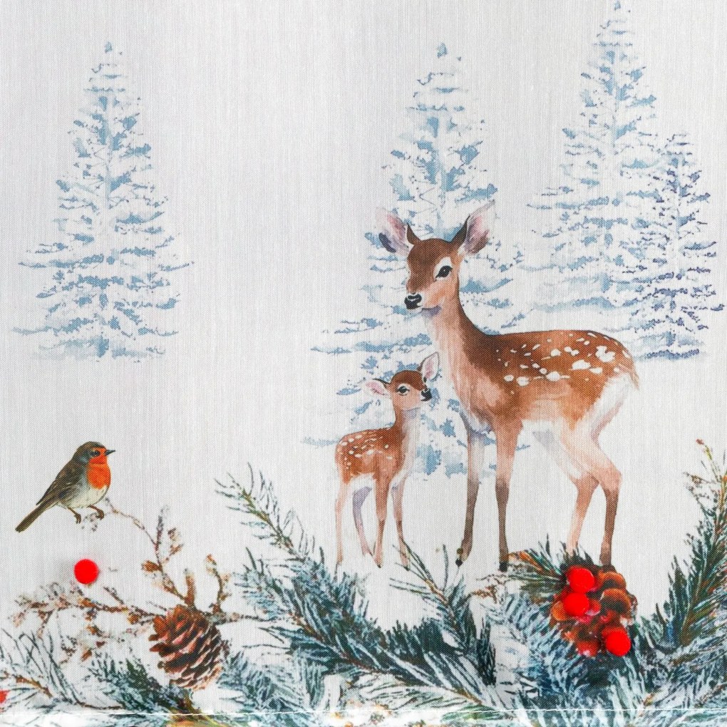 KRÁTKA VIANOČNÁ ZÁCLONA NA PÁSKE XMAS19 150X40 CM VZOROVANÁ