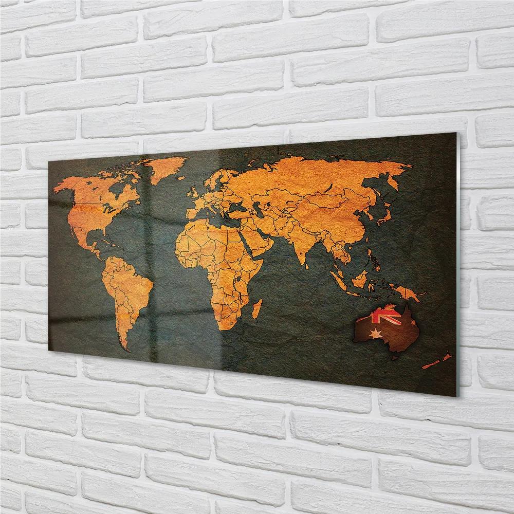 Nástenný panel  gold mapa 125x50 cm