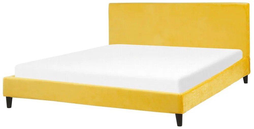 Zamatová posteľ 180 x 200 cm žltá FITOU Beliani