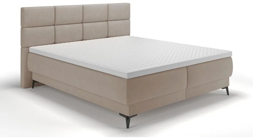 Manželská kontinentálna posteľ 160 cm Riviera 160 (s roštom a matracom) (s úl. priestorom) (béžová stredná + čierna). Vlastná spoľahlivá doprava až k Vám domov. 1099646