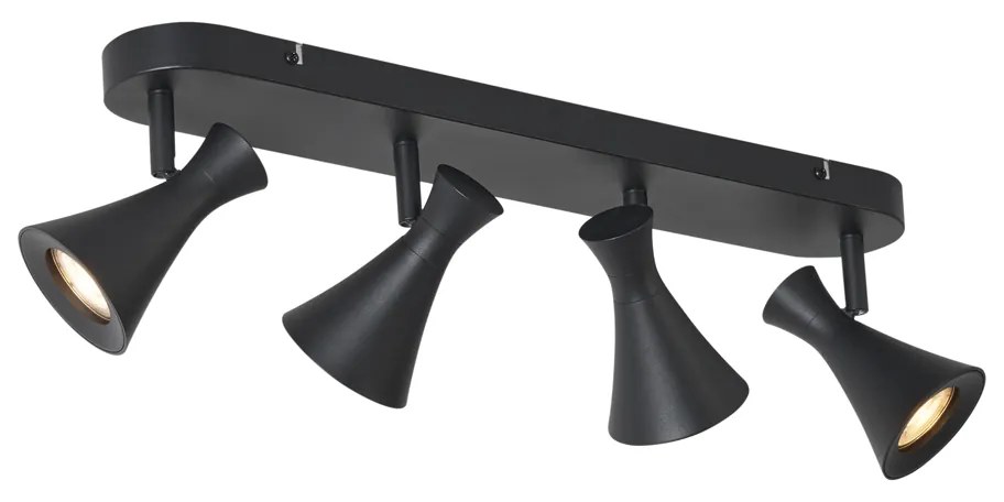 Moderné stropné bodové svietidlo čierne 4-svetlá otočné a naklápacie - Triangle