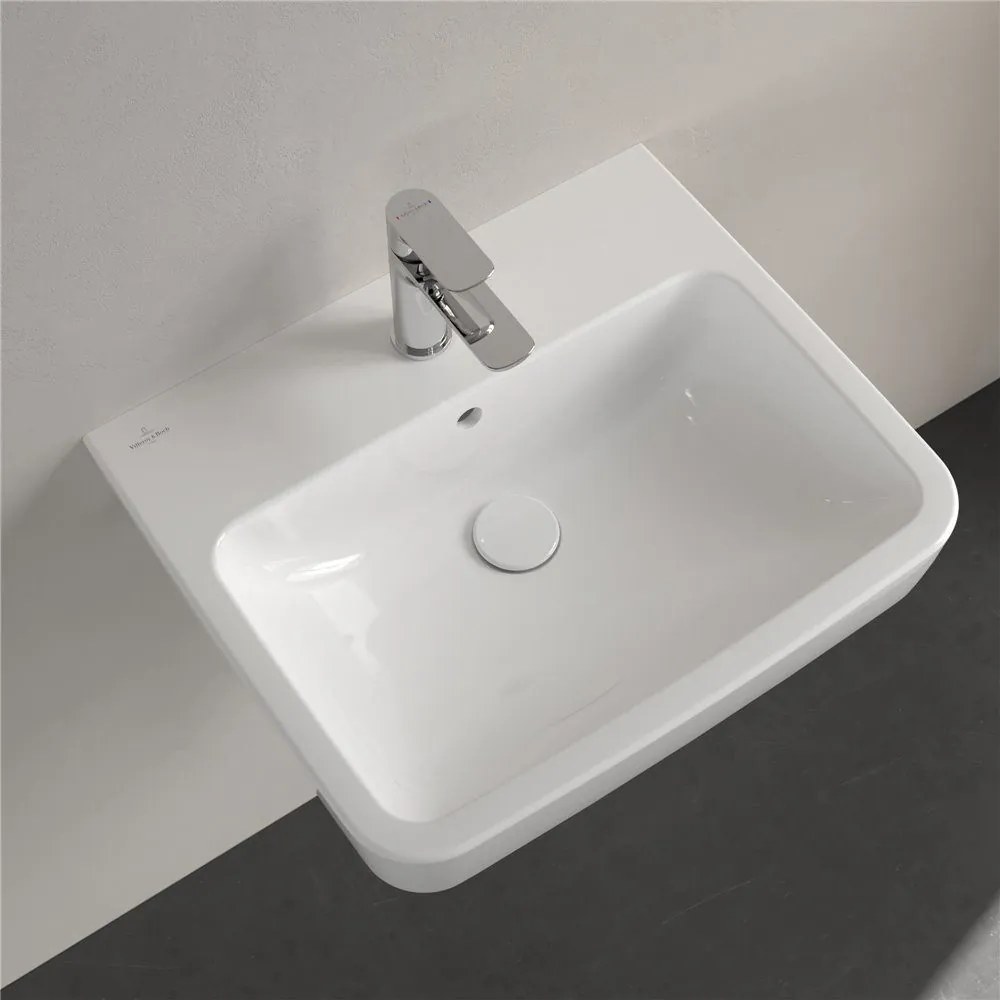 VILLEROY &amp; BOCH O.novo závesné umývadlo s otvorom (zadná a spodná strana brúsená), s prepadom, 550 x 460 mm, biela alpská, s povrchom AntiBac a CeramicPlus, 4A41MGT2