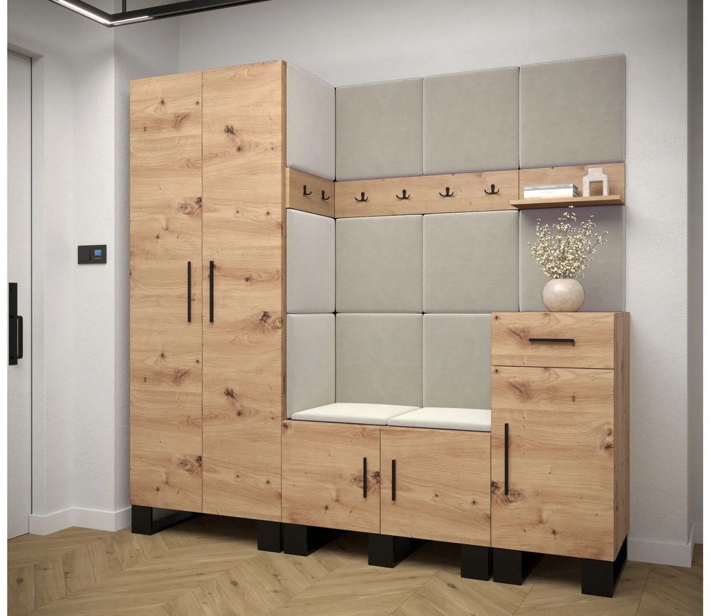 Predsieňová zostava Amanda 1 (dub artisan + béžová). Akcia -20%. Vlastná spoľahlivá doprava až k Vám domov. 1085857