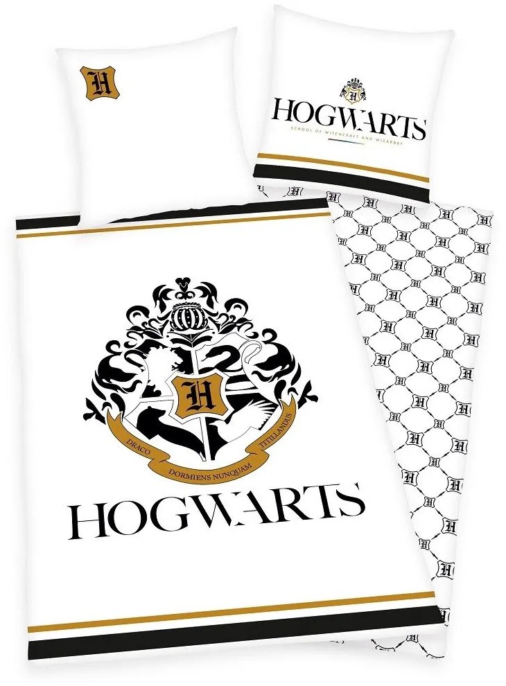 Herding Obliečky Harry Potter Hogwarts so zlatou potlačou 140x200/70x90cm