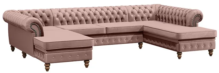 PROXIMA.store - Luxusná sedačka CHESTERFIELD LONG U FARBA NÔH: čierna, DRUH LÁTKY: TORRE - 17, FARBA OZDOBNÝCH ŠPENDLÍKOV: barok