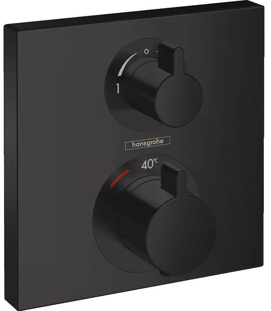 HANSGROHE Ecostat Square termostat pod omietku pre 2 spotrebiče, s uzatváracím a prepínacím ventilom, matná čierna, 15714670