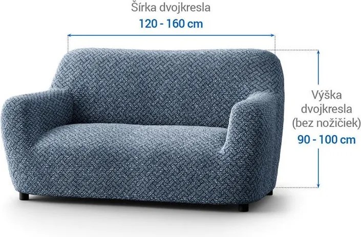 Bielastické poťahy VENEZIA modrá dvojkreslo (š. 120 - 160 cm)