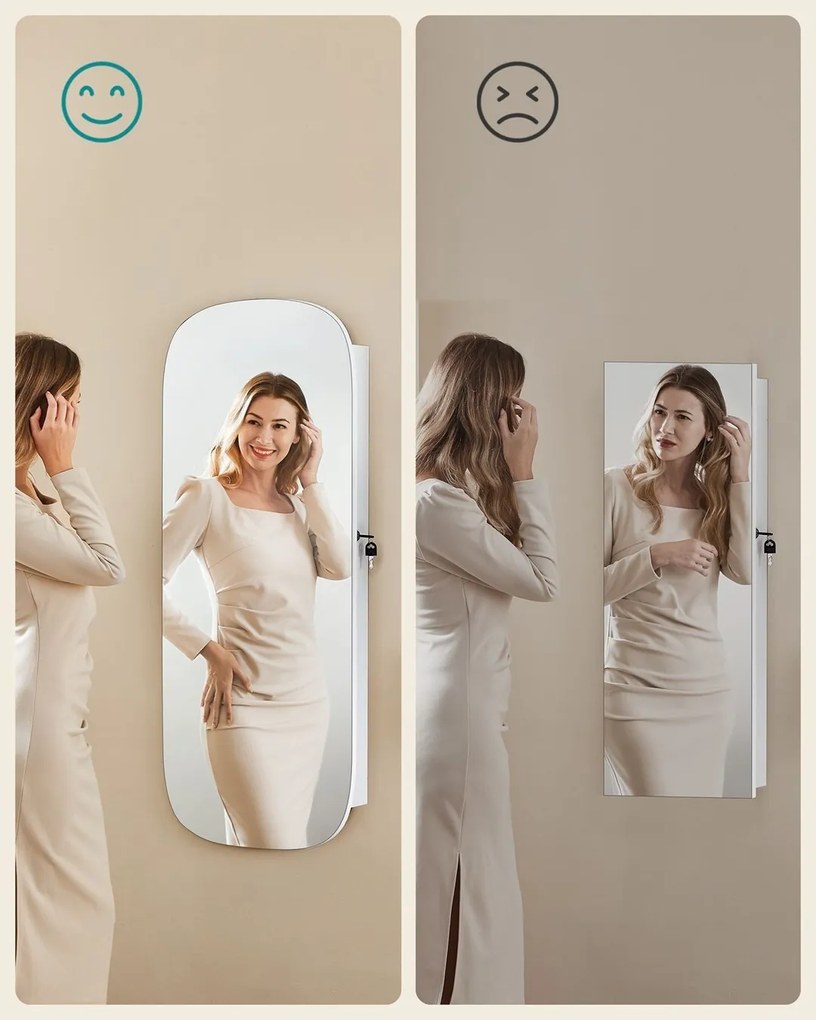 Nástenná šperkovnica so zrkadlom Hona biela