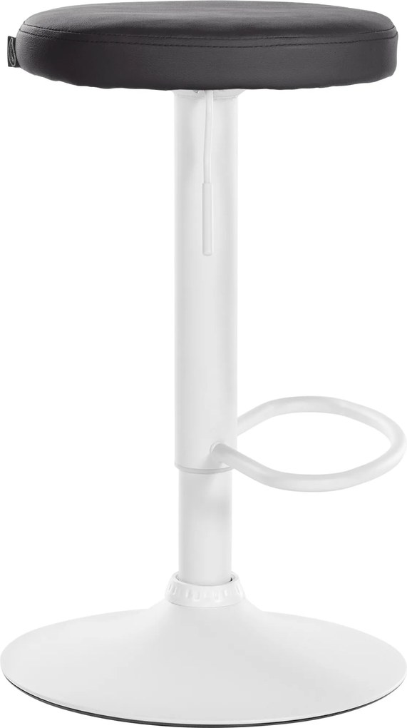 Barová stolička Ponte - koženka, biely rám - Čierna
