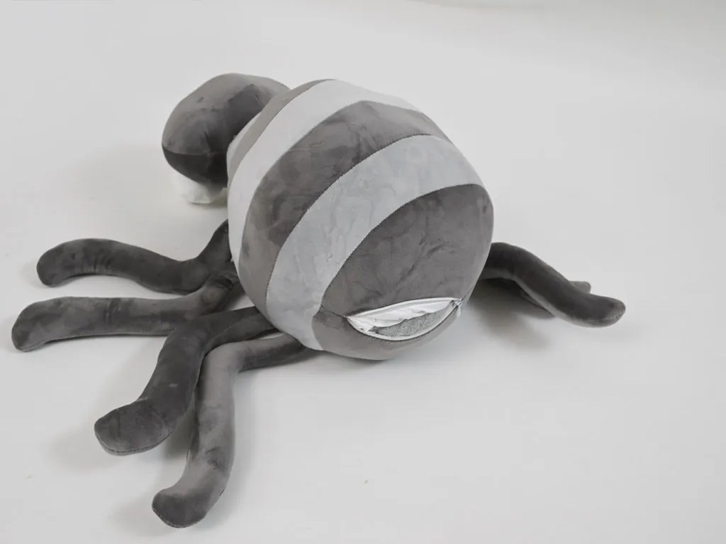 Plyšový PAVÚK s detskou dekou vo vnútri, sivý