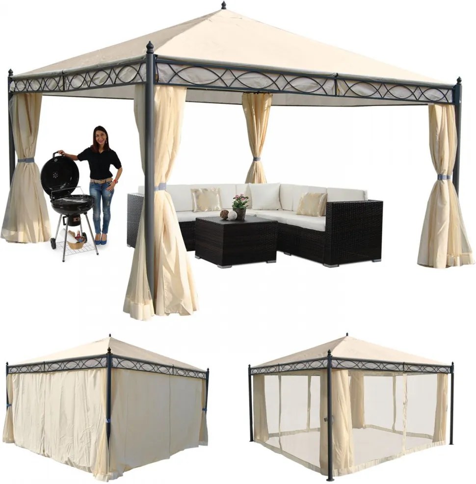 Pergola s boční stěnou 4x4 m WH5135 Dekorhome