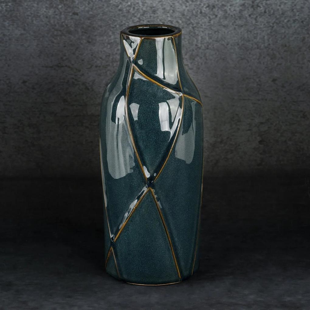 Dekoratívna váza TEO 13 x 30 cm tyrkysová