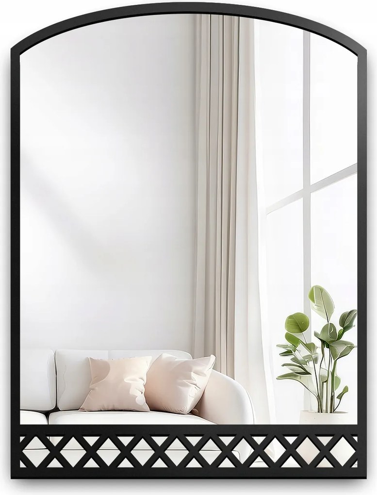 Zrkadlo loft s špárami v čiernom ráme mdf Bruno 120x220