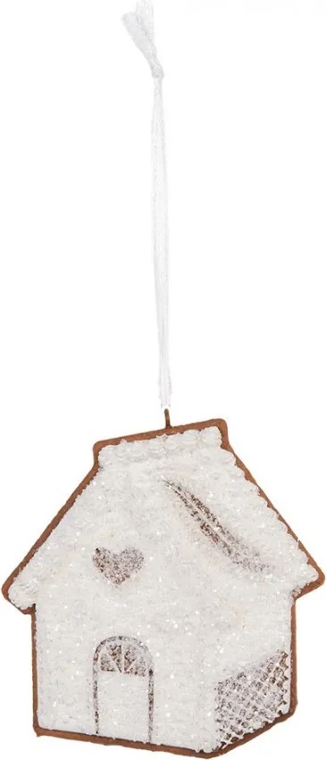Závesná dekorácia zasnežená perníková chalúpka Frosted Ginger - 9*1*10 cm