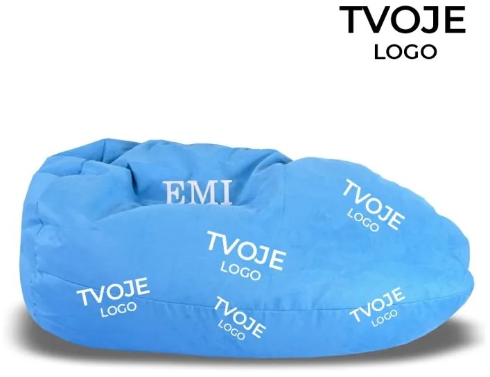Sedací vak hruška semišová modrá s vlastným logom EMI