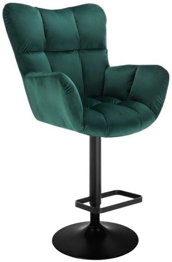 LuxuryForm DESIGN Barové kreslo AURORA VELUR na čiernom tanieri - zelené