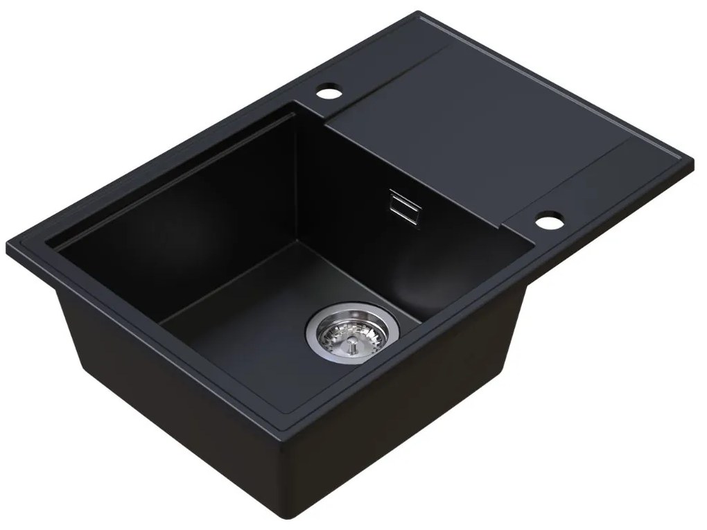 Sink Quality Sink55, kuchynský granitový drez 680x460x215 mm, čierna, SKQ-SINK.C.1KDO