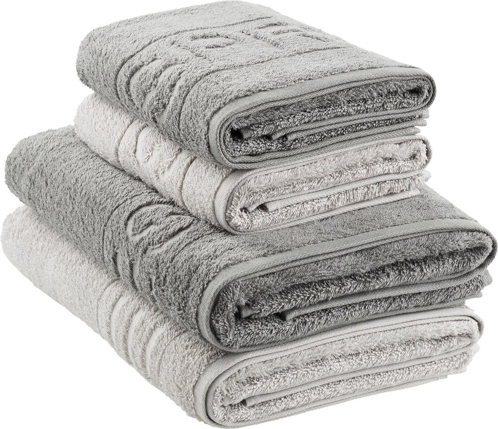 XXXLutz SADA FROTÉ UTERÁKOV, 50x100/67x140 cm, sivá, svetlosivá Esprit - Kúpeľňový textil - 003355101804