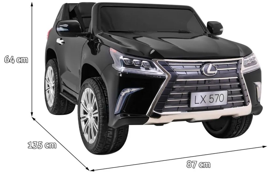 RAMIZ ELEKTRICKÉ AUTÍČKO LEXUS LX570 - LAKOVANÉ - ČIERNE - 4 x 45W - 2 x12V 7Ah - 2023