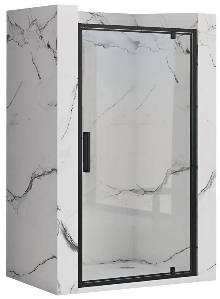 Rea Rapid Swing, jednokrídlové výklopné sprchové dvere 80 x 195 cm, 6mm číre sklo, čierny profil, REA-K6408