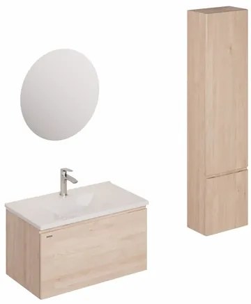 Kúpeľňová zostava s umývadlom vrátane umývadlovej batérie, vtoku a sifónu Naturel Ancona akácie KSETANCONA16, 1 ks