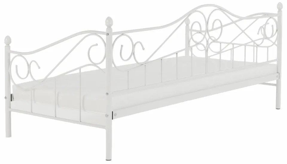 Kovová jednolôžková posteľ s roštom Daina 90x200 cm - biela