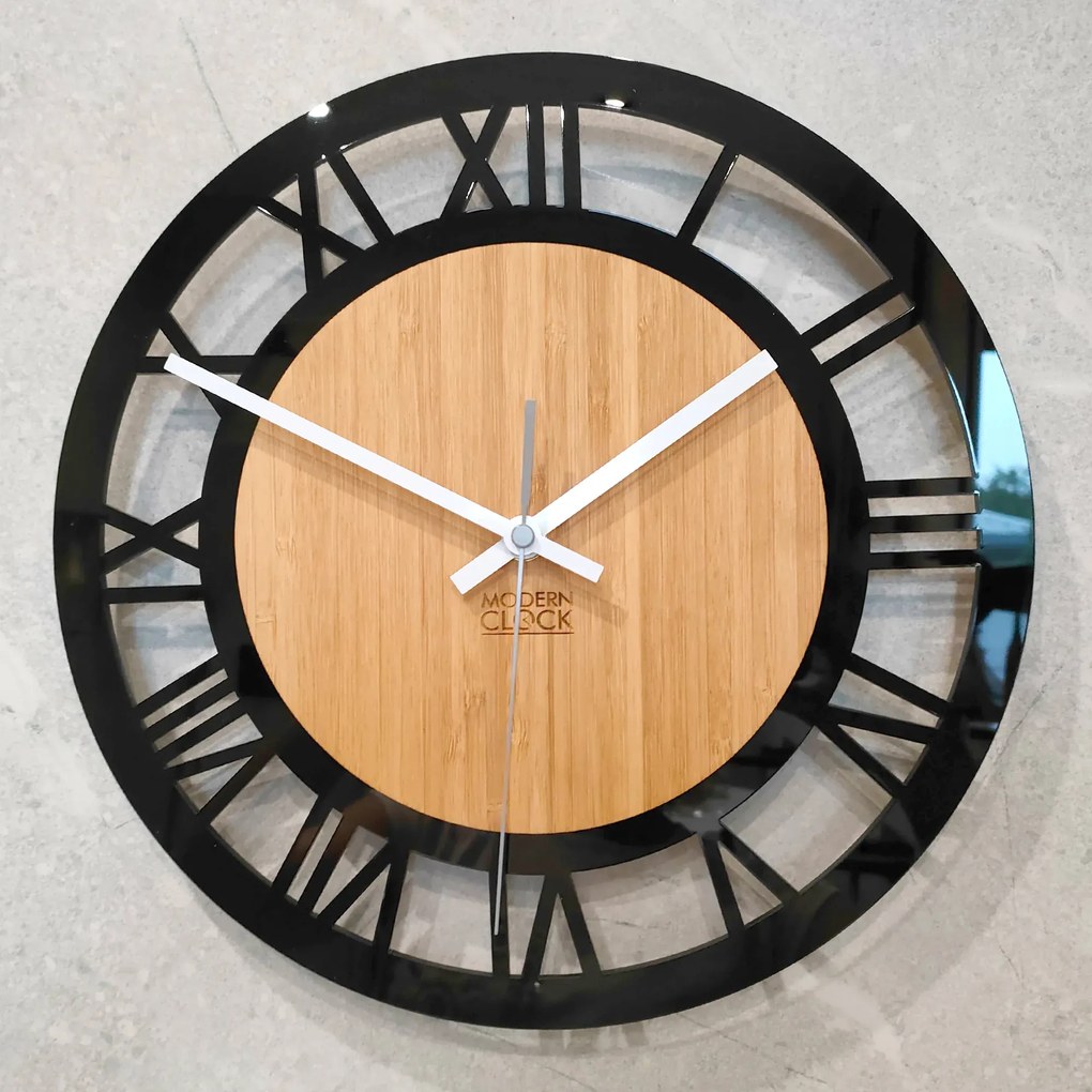 Bambusové nástěnné hodiny Verona 30 cm hnědé/černé