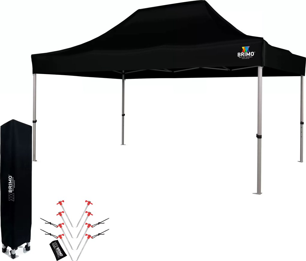 BRIMO Nožnicový párty stan EXCLUSIVE ALU 3x4,5 m bez stien čierny