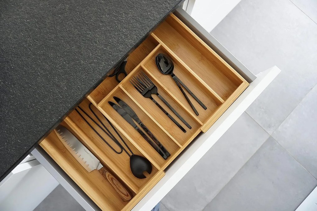 Zeller Present Bambusový príborník, nastaviteľný organizér do zásuvky ZELLER - 35-58 x 43 cm