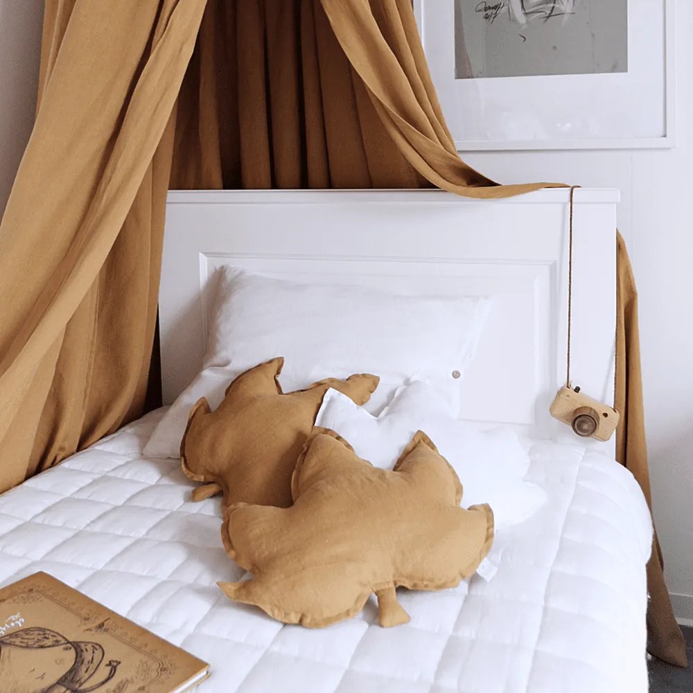 Ľanový vankúš javorový list karamelová 43x43 cm