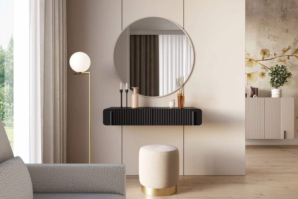 Závesný toaletný stolík Malmi 100 cm - čierny mat / čierna