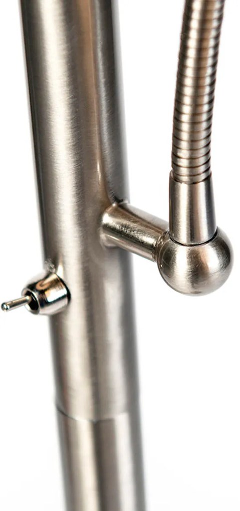 Inteligentná stojaca lampa oceľ s sivým tienidlom vrátane Wifi A60 a E14 - Retro