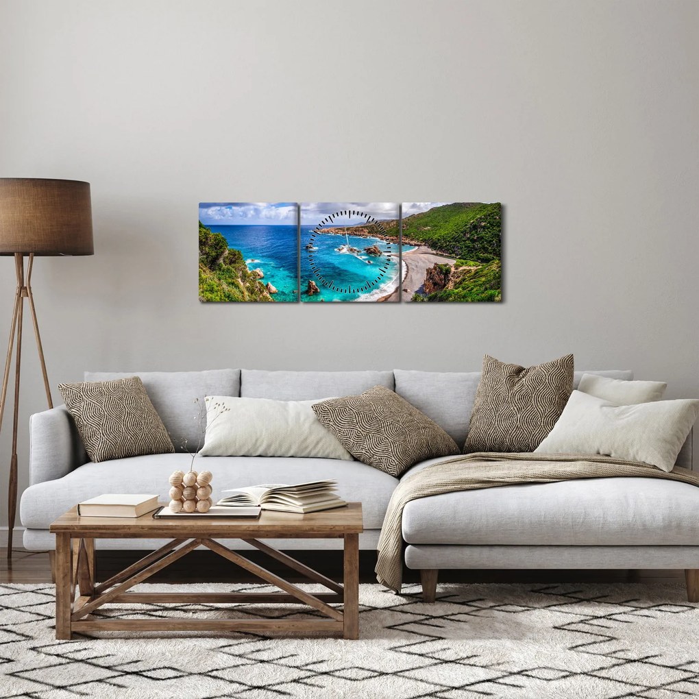 Obraz - Sardínia (s hodinami) (90x30 cm)