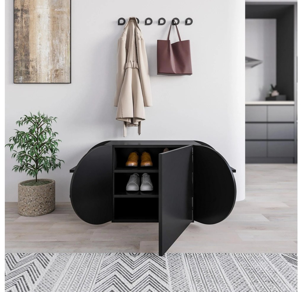 Botník (skrinka na topánky) Pubinu (čierna). Akcia -19%. Vlastná spoľahlivá doprava až k Vám domov. 1094678