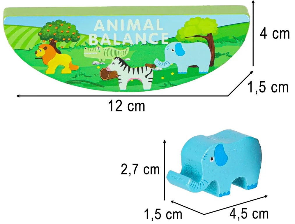 KIK Drevená balančná hra Safari – Montessori puzzle so zvieratkami