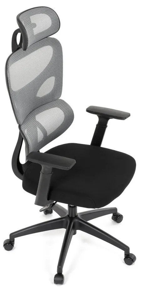 Kancelárska ergonomická stolička GRANT — sieť, látka, čierna / sivá