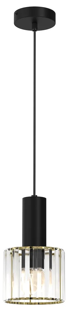 Závesné svietidlo Cristal, 1x transparentné krištáľové tienidlo, b/g