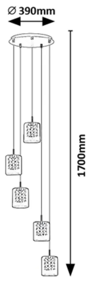 RABALUX Závesné osvetlenie s krištáľmi DUCHESS, 5xG9, 40W, okrúhle, chrómované
