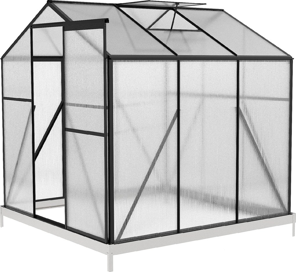 Skleník so základňou BestBerg BBGH-606B / 3,61 m² / 190 × 190 × 194 cm / čierna