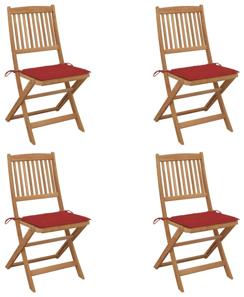 Skladacie záhradné stoličky s podložkami 4 ks akáciový masív 3064677